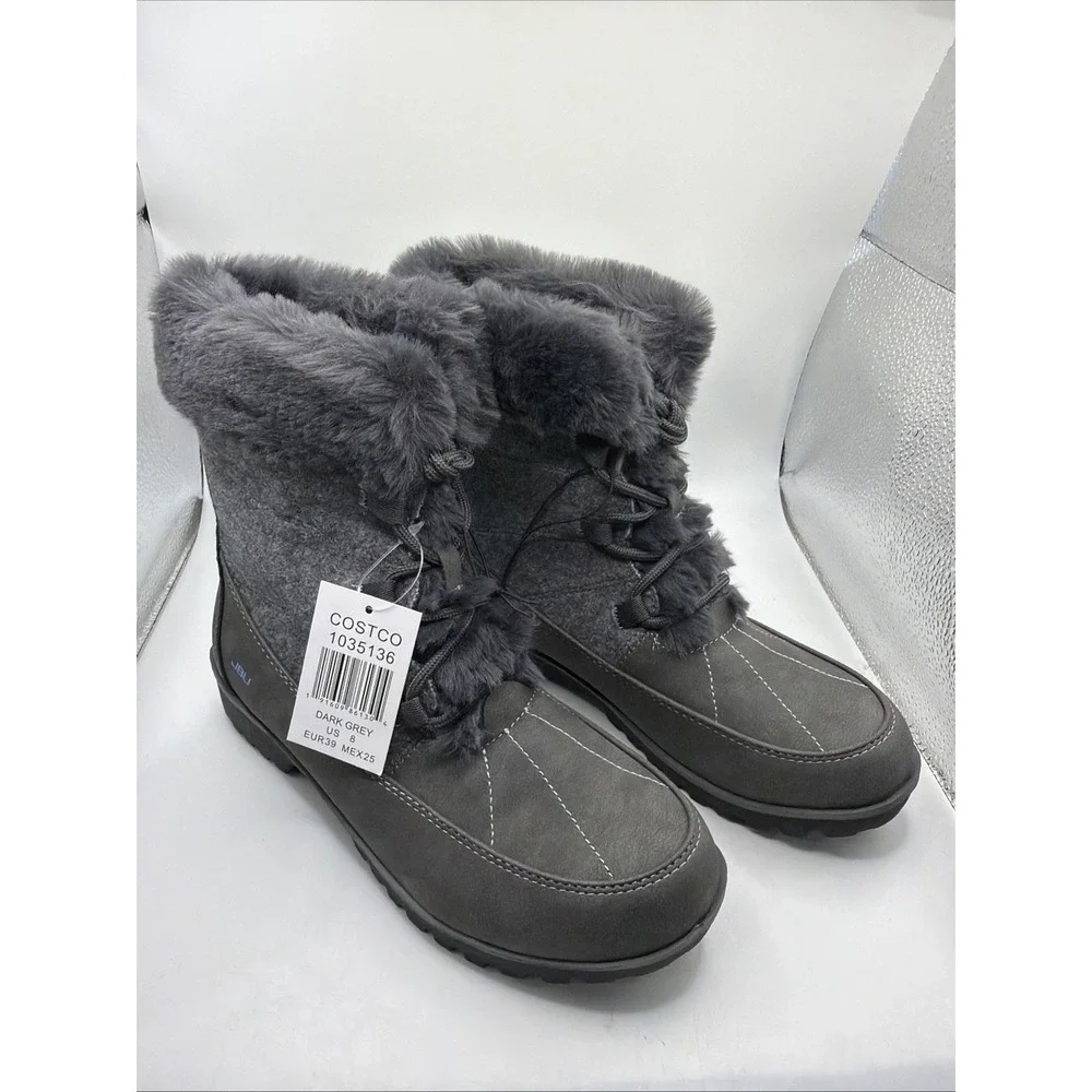 JBU Women's Colorado Cozy Faux Fur Lined Snow Boots Dark Grey Size 8 New
